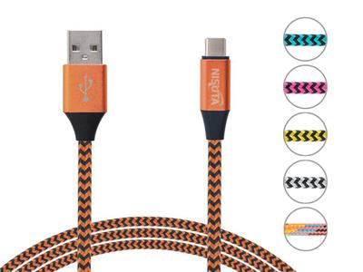 CABLE USB A USB C 1M 2.4A CON MALLA DE TELA NISUTA